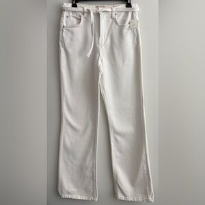NWT Free People We the Free Sabine White Jeans 29 Belt Slim A-Line Straight Fit